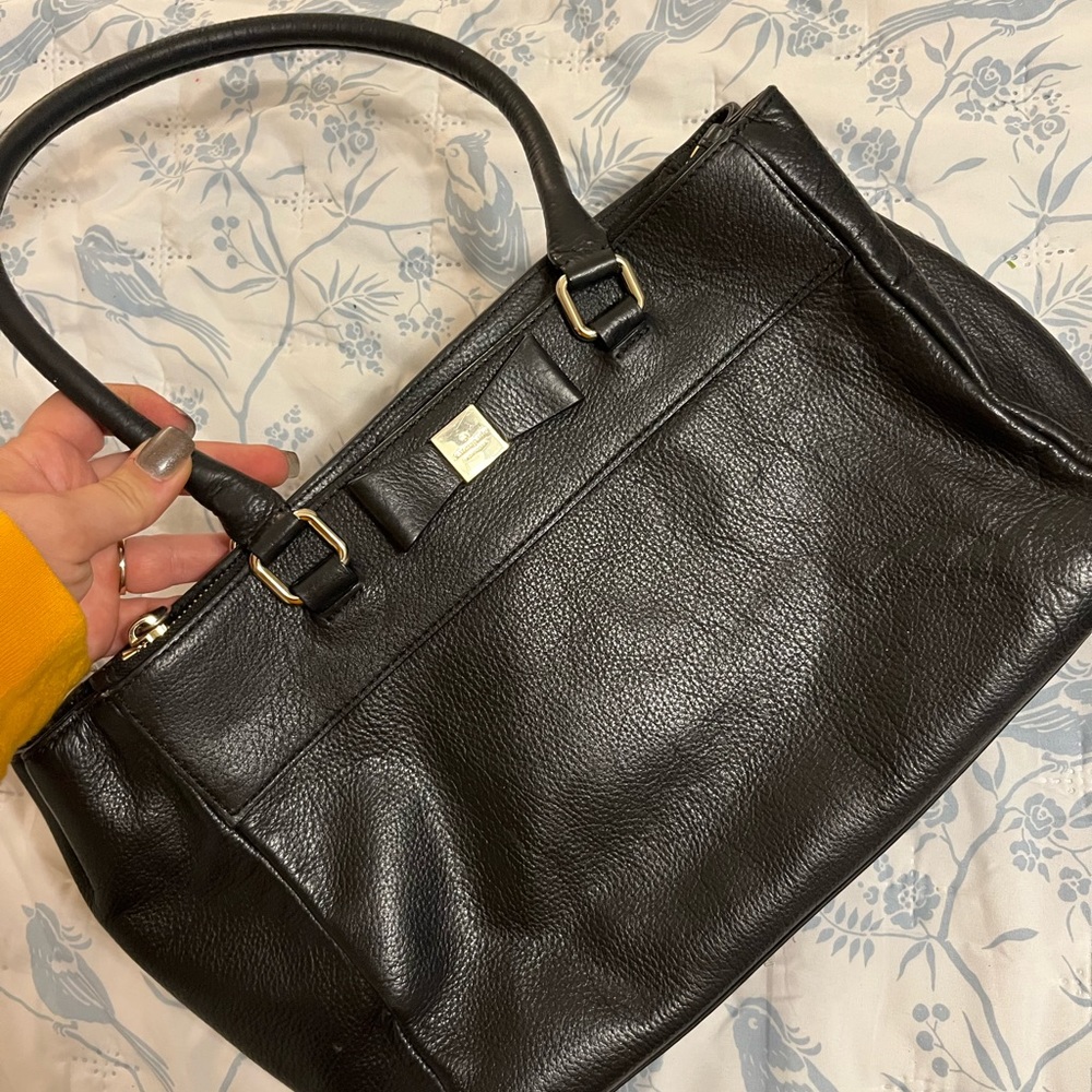 Black leather midsize Kate Spade